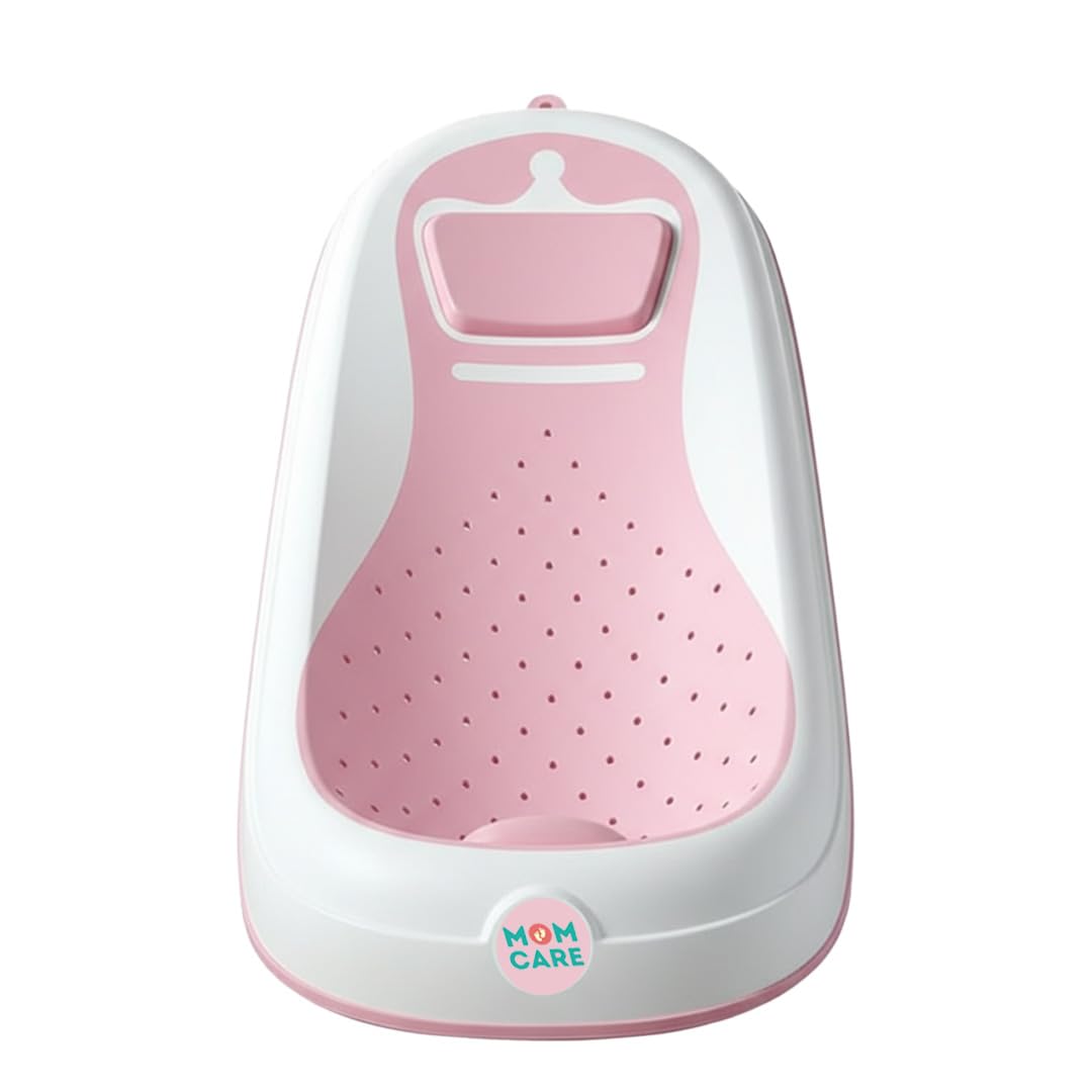 MOM CARE Foldable Baby Bath Support Seat for Newborn (0–6 Months) | Anti-Slip Silicone Baby Bather | Ergonomic Infant Ba