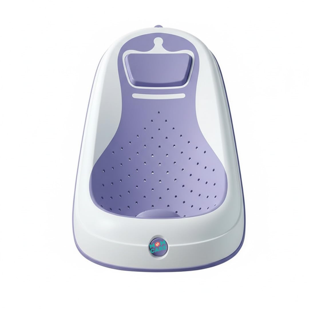 MOM CARE Foldable Baby Bath Support Seat for Newborn (0–6 Months) | Anti-Slip Silicone Baby Bather | Ergonomic Infant Ba