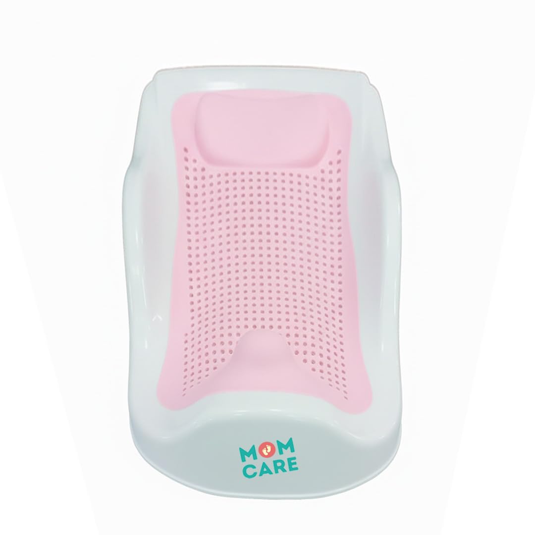 MOM CARE Foldable Baby Bath Support Seat for Newborn (0–6 Months) | Anti-Slip Silicone Baby Bather | Ergonomic Infant Ba